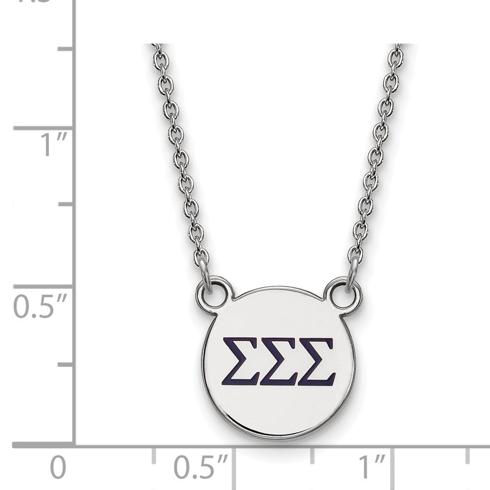 Sterling Silver Rhodium-plated LogoArt Sigma Sigma Sigma Sorority Greek Letters Small Color Enamel Pendant 18 inch Necklace