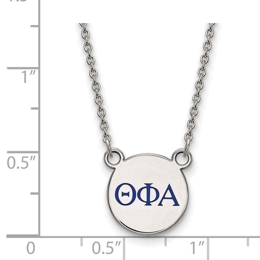 Sterling Silver Rhodium-plated LogoArt Theta Phi Alpha Sorority Greek Letters Small Color Enamel Pendant 18 inch Necklace