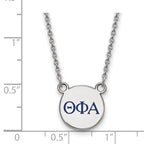 Sterling Silver Rhodium-plated LogoArt Theta Phi Alpha Sorority Greek Letters Small Color Enamel Pendant 18 inch Necklace