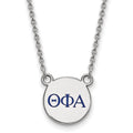 Sterling Silver Rhodium-plated LogoArt Theta Phi Alpha Sorority Greek Letters Small Color Enamel Pendant 18 inch Necklace