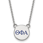 Sterling Silver Rhodium-plated LogoArt Theta Phi Alpha Sorority Greek Letters Small Color Enamel Pendant 18 inch Necklace