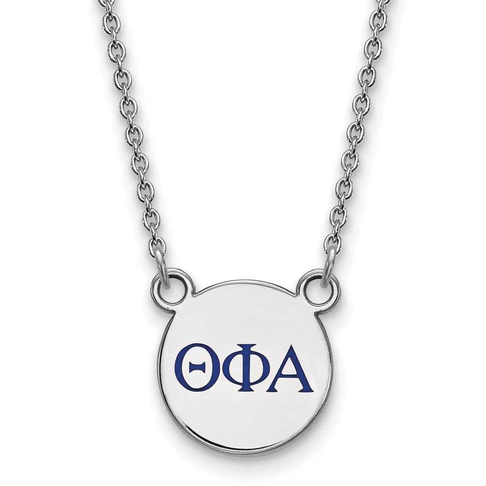 Sterling Silver Rhodium-plated LogoArt Theta Phi Alpha Sorority Greek Letters Small Color Enamel Pendant 18 inch Necklace