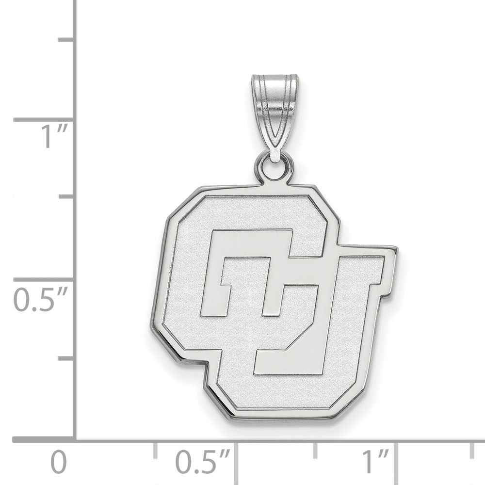 Sterling Silver Rhodium-plated LogoArt University of Colorado C-U Large Pendant