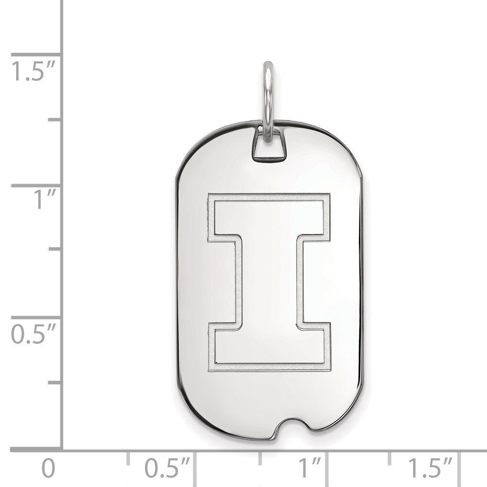 10k White Gold LogoArt University of Illinois Letter I Small Dog Tag Pendant