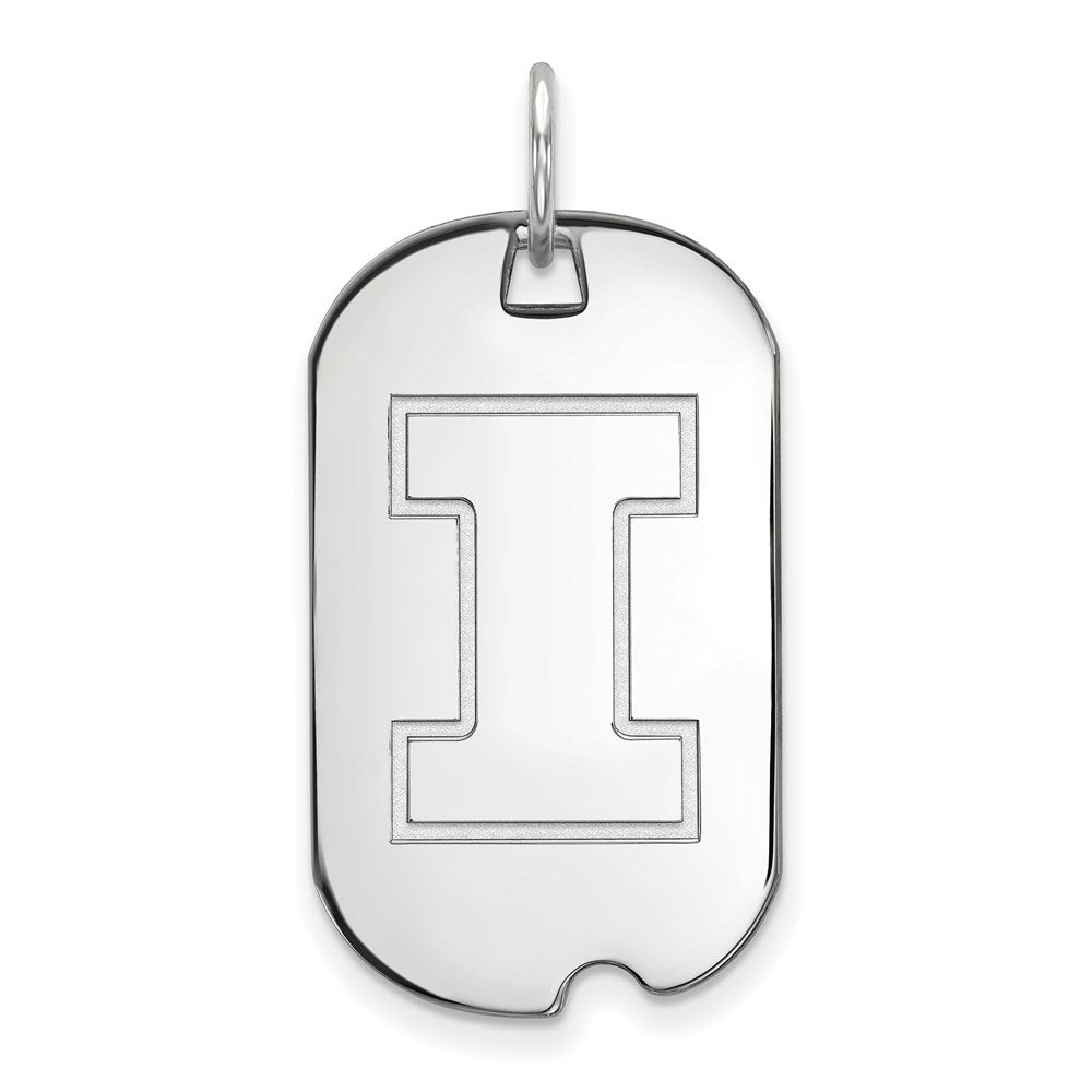 10k White Gold LogoArt University of Illinois Letter I Small Dog Tag Pendant