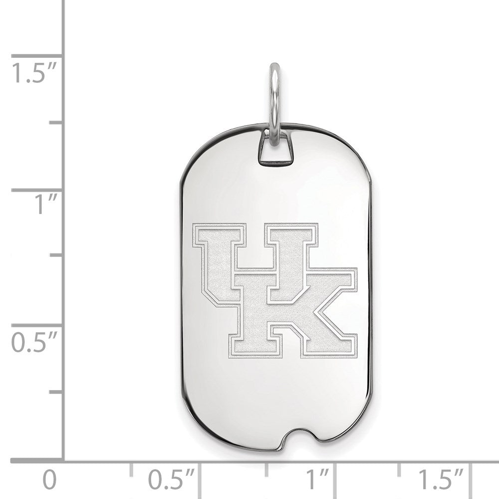 Sterling Silver Rhodium-plated LogoArt University of Kentucky U-K Small Dog Tag Pendant