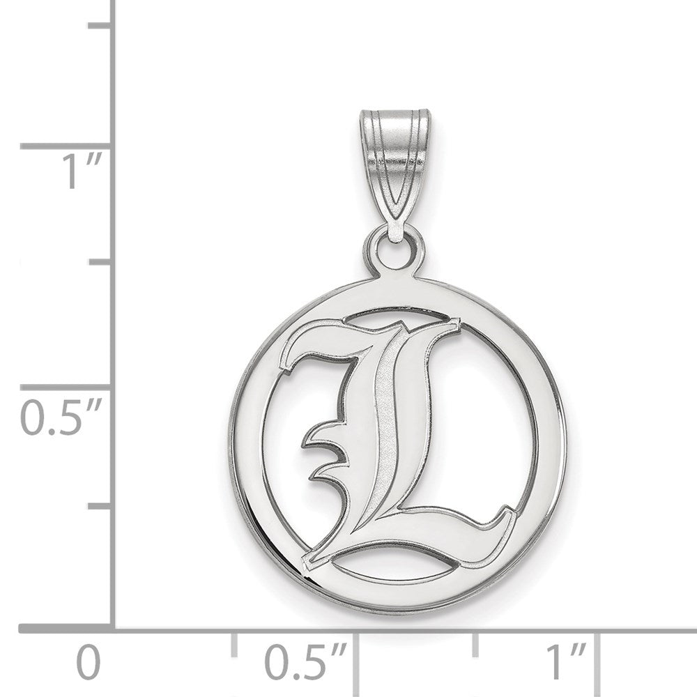 Sterling Silver Rhodium-plated LogoArt University of Louisville Letter L Medium Circle Pendant