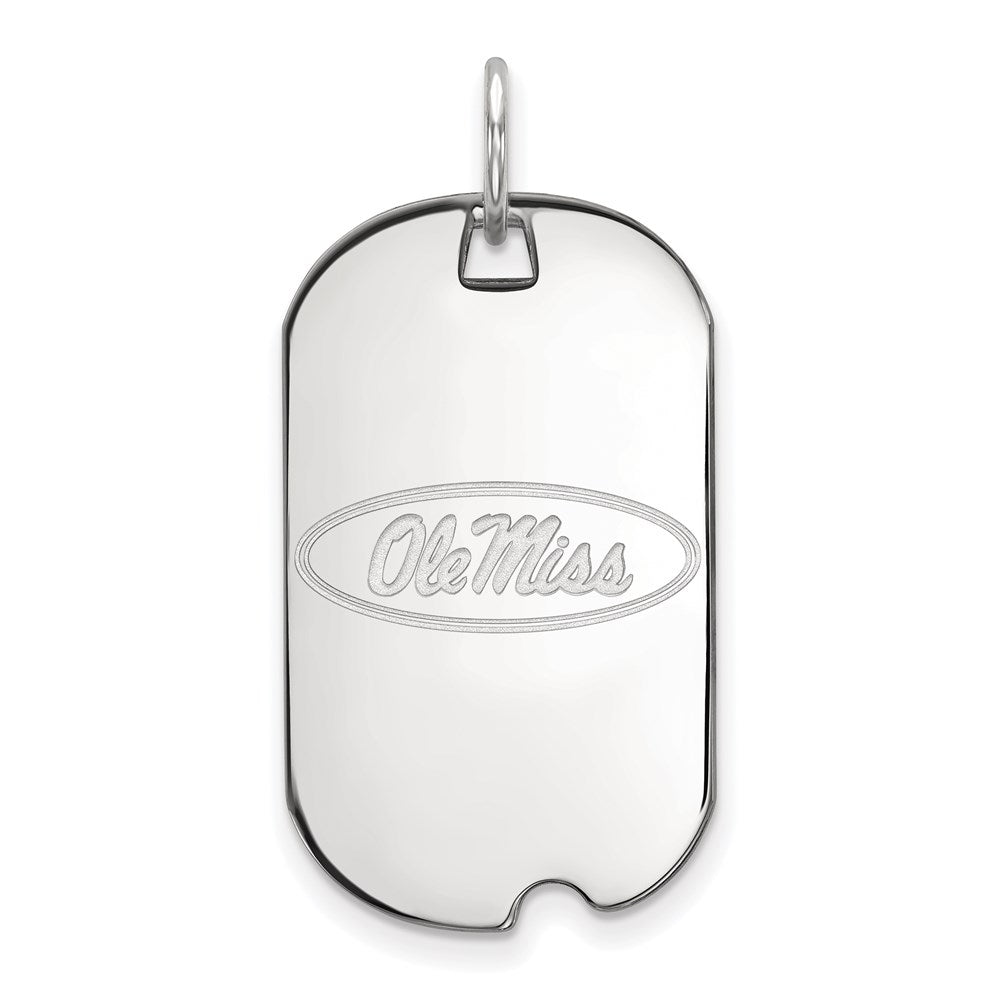 14k White Gold LogoArt University of Mississippi Ole Miss Small Dog Tag Pendant