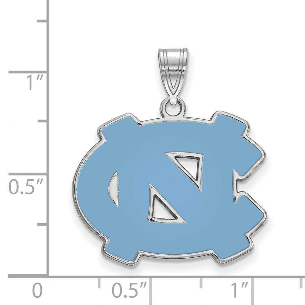 Sterling Silver Rhodium-plated LogoArt University of North Carolina N-C Large Enameled Pendant