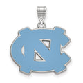 Sterling Silver Rhodium-plated LogoArt University of North Carolina N-C Large Enameled Pendant