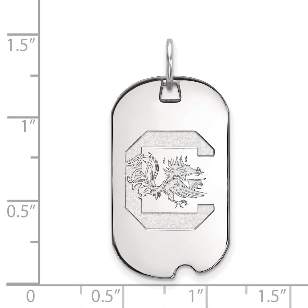 10k White Gold LogoArt University of South Carolina Small Dog Tag Pendant