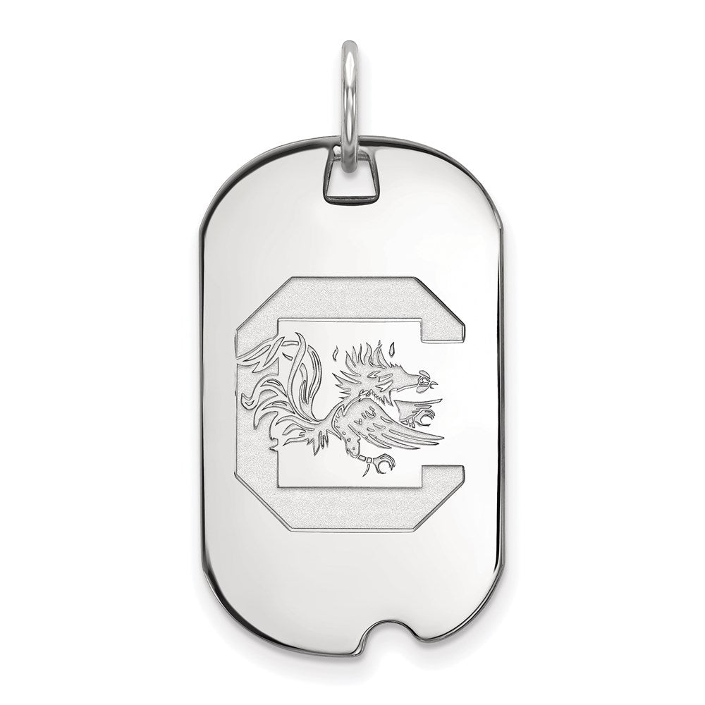 10k White Gold LogoArt University of South Carolina Small Dog Tag Pendant