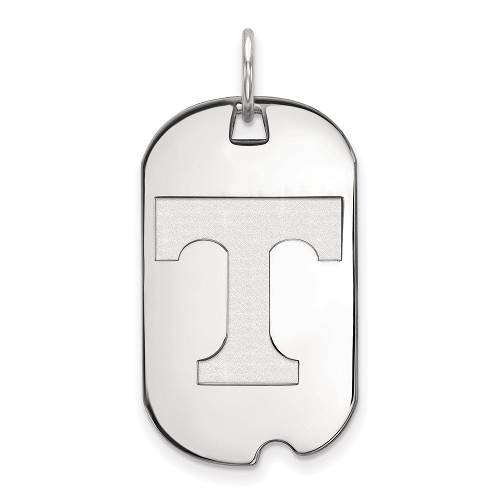 10k White Gold LogoArt University of Tennessee Letter T Small Dog Tag Pendant