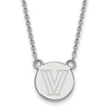 Sterling Silver Rhodium-plated LogoArt Villanova University Letter V Small Disc 18 inch Necklace