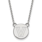 Sterling Silver Rhodium-plated LogoArt Villanova University Letter V Small Disc 18 inch Necklace