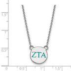 Sterling Silver Rhodium-plated LogoArt Zeta Tau Alpha Sorority Greek Letters Small Color Enamel Pendant 18 inch Necklace