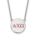 Sterling Silver Rhodium-plated LogoArt Alpha Chi Omega Sorority Greek Letters Large Color Enamel Pendant 18 inch Necklace