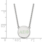 Sterling Silver Rhodium-plated LogoArt Alpha Epsilon Phi Sorority Greek Letters Small Color Enamel Pendant 18 inch Necklace