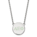Sterling Silver Rhodium-plated LogoArt Alpha Epsilon Phi Sorority Greek Letters Small Color Enamel Pendant 18 inch Necklace