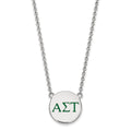 Sterling Silver Rhodium-plated LogoArt Alpha Sigma Tau Sorority Greek Letters Large Color Enamel Pendant 18 inch Necklace