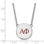 Sterling Silver Rhodium-plated LogoArt Alpha Phi Sorority Greek Letters Large Color Enamel Pendant 18 inch Necklace