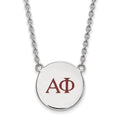 Sterling Silver Rhodium-plated LogoArt Alpha Phi Sorority Greek Letters Large Color Enamel Pendant 18 inch Necklace