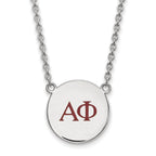 Sterling Silver Rhodium-plated LogoArt Alpha Phi Sorority Greek Letters Large Color Enamel Pendant 18 inch Necklace
