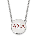 Sterling Silver Rhodium-plated LogoArt Alpha Sigma Alpha Sorority Greek Letters Large Color Enamel Pendant 18 inch Necklace