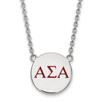 Sterling Silver Rhodium-plated LogoArt Alpha Sigma Alpha Sorority Greek Letters Large Color Enamel Pendant 18 inch Necklace
