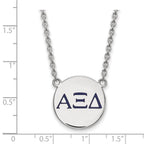 Sterling Silver Rhodium-plated LogoArt Alpha Xi Delta Sorority Greek Letters Large Color Enamel Pendant 18 inch Necklace