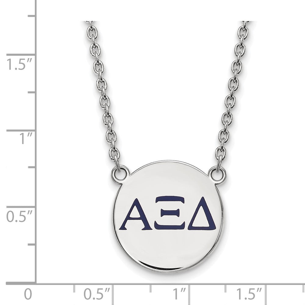 Sterling Silver Rhodium-plated LogoArt Alpha Xi Delta Sorority Greek Letters Large Color Enamel Pendant 18 inch Necklace
