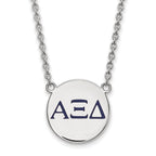 Sterling Silver Rhodium-plated LogoArt Alpha Xi Delta Sorority Greek Letters Large Color Enamel Pendant 18 inch Necklace