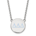 Sterling Silver Rhodium-plated LogoArt Delta Delta Delta Sorority Greek Letters Large Color Enamel Pendant 18 inch Necklace