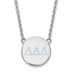 Sterling Silver Rhodium-plated LogoArt Delta Delta Delta Sorority Greek Letters Large Color Enamel Pendant 18 inch Necklace