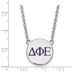 Sterling Silver Rhodium-plated LogoArt Delta Phi Epsilon Sorority Greek Letters Large Color Enamel Pendant 18 inch Necklace