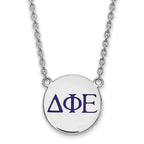 Sterling Silver Rhodium-plated LogoArt Delta Phi Epsilon Sorority Greek Letters Large Color Enamel Pendant 18 inch Necklace