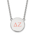 Sterling Silver Rhodium-plated LogoArt Delta Zeta Sorority Greek Letters Large Color Enamel Pendant 18 inch Necklace