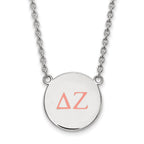 Sterling Silver Rhodium-plated LogoArt Delta Zeta Sorority Greek Letters Large Color Enamel Pendant 18 inch Necklace