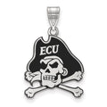 Sterling Silver Rhodium-plated LogoArt East Carolina University Pirate Large Enameled Pendant