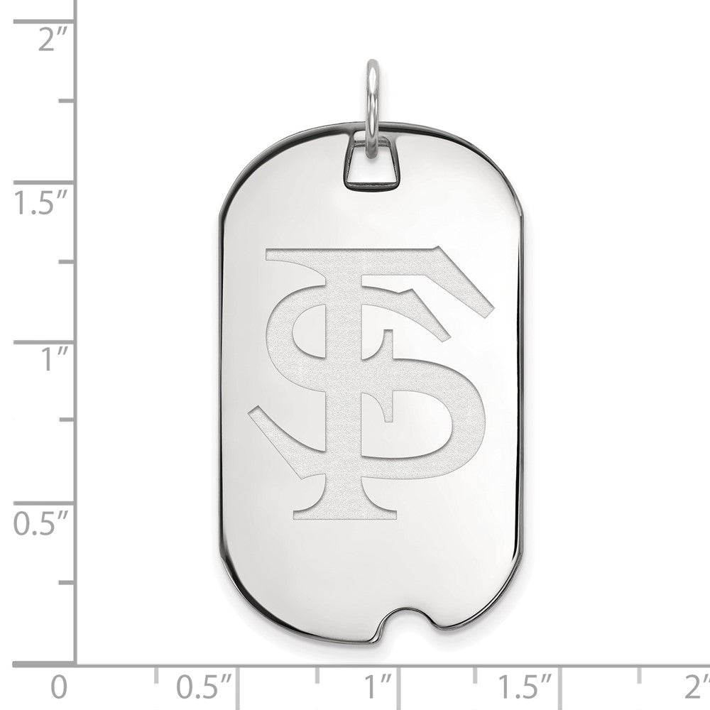 10k White Gold LogoArt Florida State University F-S Large Dog Tag Pendant