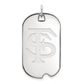 Sterling Silver Rhodium-plated LogoArt Florida State University F-S Large Dog Tag Pendant
