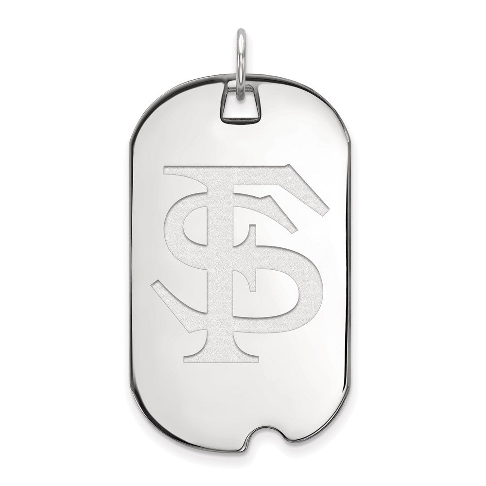 Sterling Silver Rhodium-plated LogoArt Florida State University F-S Large Dog Tag Pendant