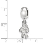 Sterling Silver Rhodium-plated LogoArt Iowa State University Cardinal Small Dangle Bead Charm