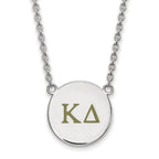 Sterling Silver Rhodium-plated LogoArt Kappa Delta Sorority Greek Letters Large Color Enamel Pendant 18 inch Necklace