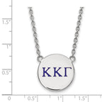 Sterling Silver Rhodium-plated LogoArt Kappa Kappa Gamma Sorority Greek Letters Large Color Enamel Pendant 18 inch Necklace