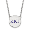 Sterling Silver Rhodium-plated LogoArt Kappa Kappa Gamma Sorority Greek Letters Large Color Enamel Pendant 18 inch Necklace