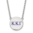 Sterling Silver Rhodium-plated LogoArt Kappa Kappa Gamma Sorority Greek Letters Large Color Enamel Pendant 18 inch Necklace