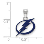 Sterling Silver Rhodium-plated NHL LogoArt Tampa Bay Lightning Small Enameled Pendant