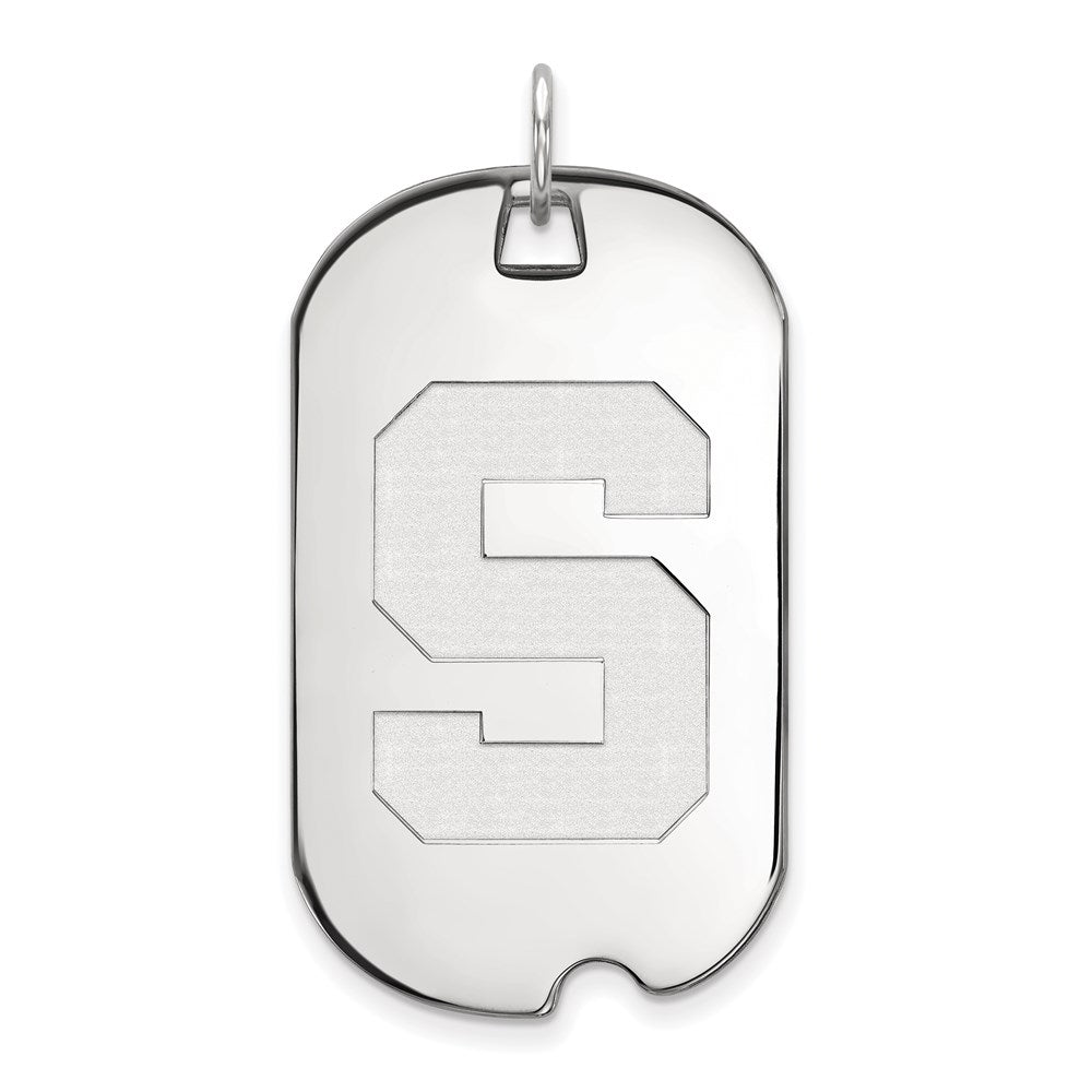 Sterling Silver Rhodium-plated LogoArt Michigan State University Letter S Large Dog Tag Pendant