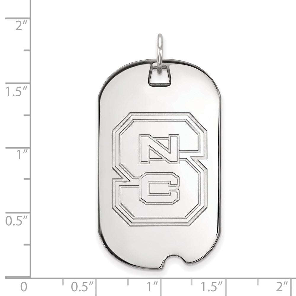 10k White Gold LogoArt North Carolina State University N-C-S Large Dog Tag Pendant